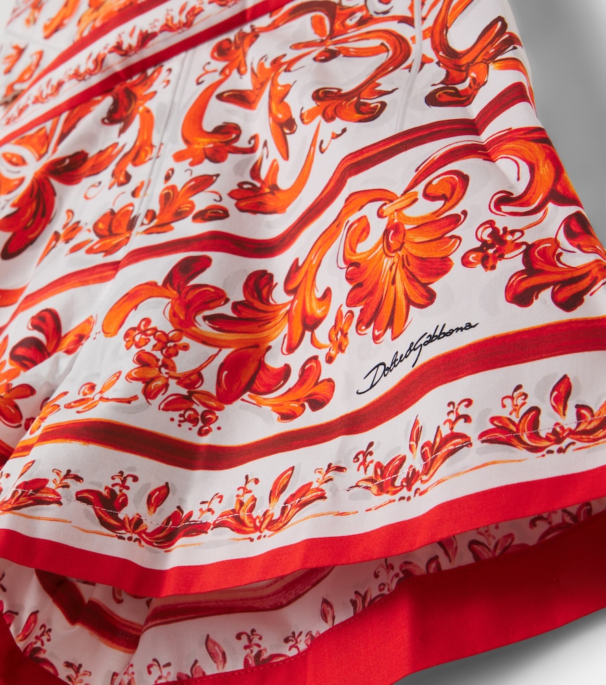 Printed halterneck cotton poplin playsuit