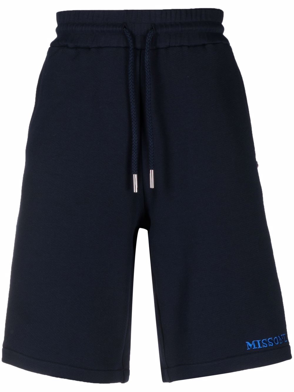 Patterned jacquard cotton shorts - Blue