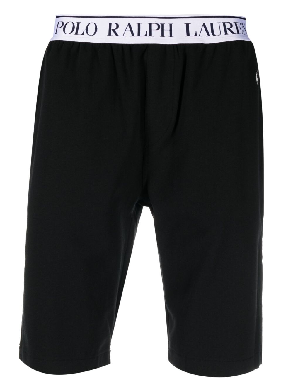 Logo-embroidery slim shorts - Black