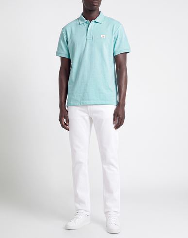 Man Polo shirt Turquoise Size L Cotton