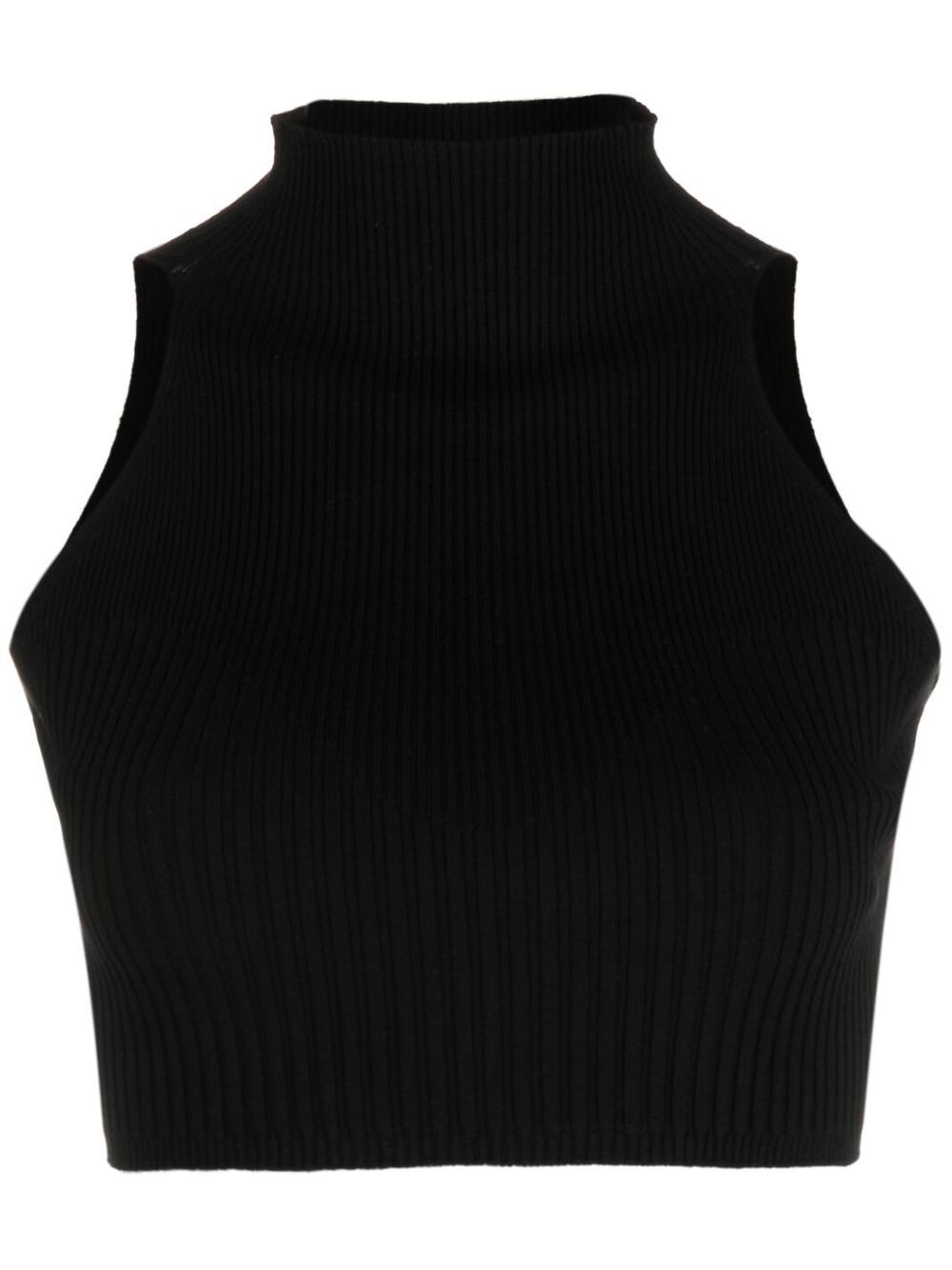 Cropped high-neck top - Black