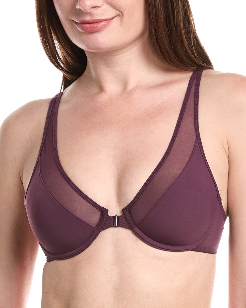 Sheer Opaque Front Close Plunge Bra