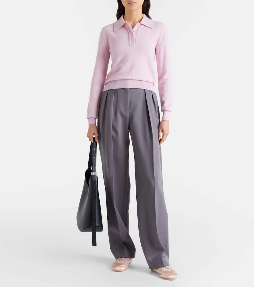 Pleated wool wide-leg pants