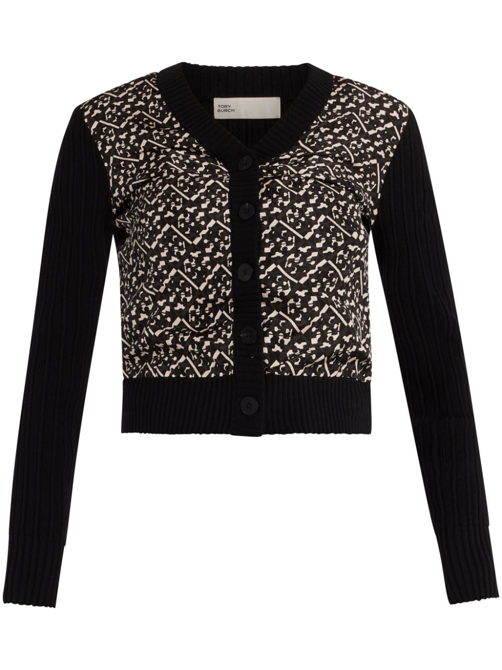 Intarsia-knit cardigan - Black