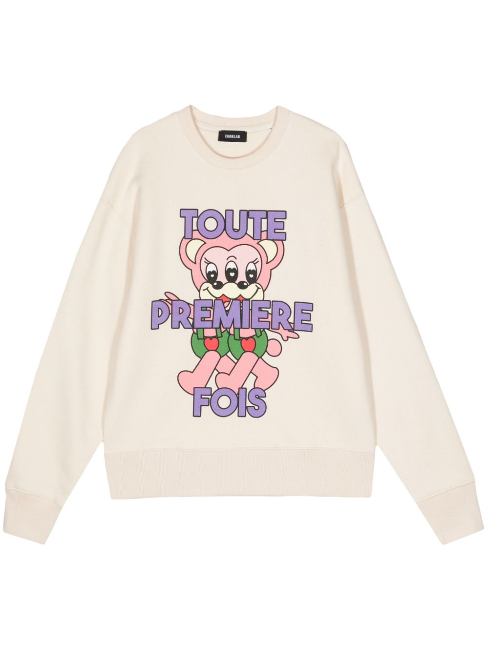 Graphic-print cotton sweatshirt - Neutrals