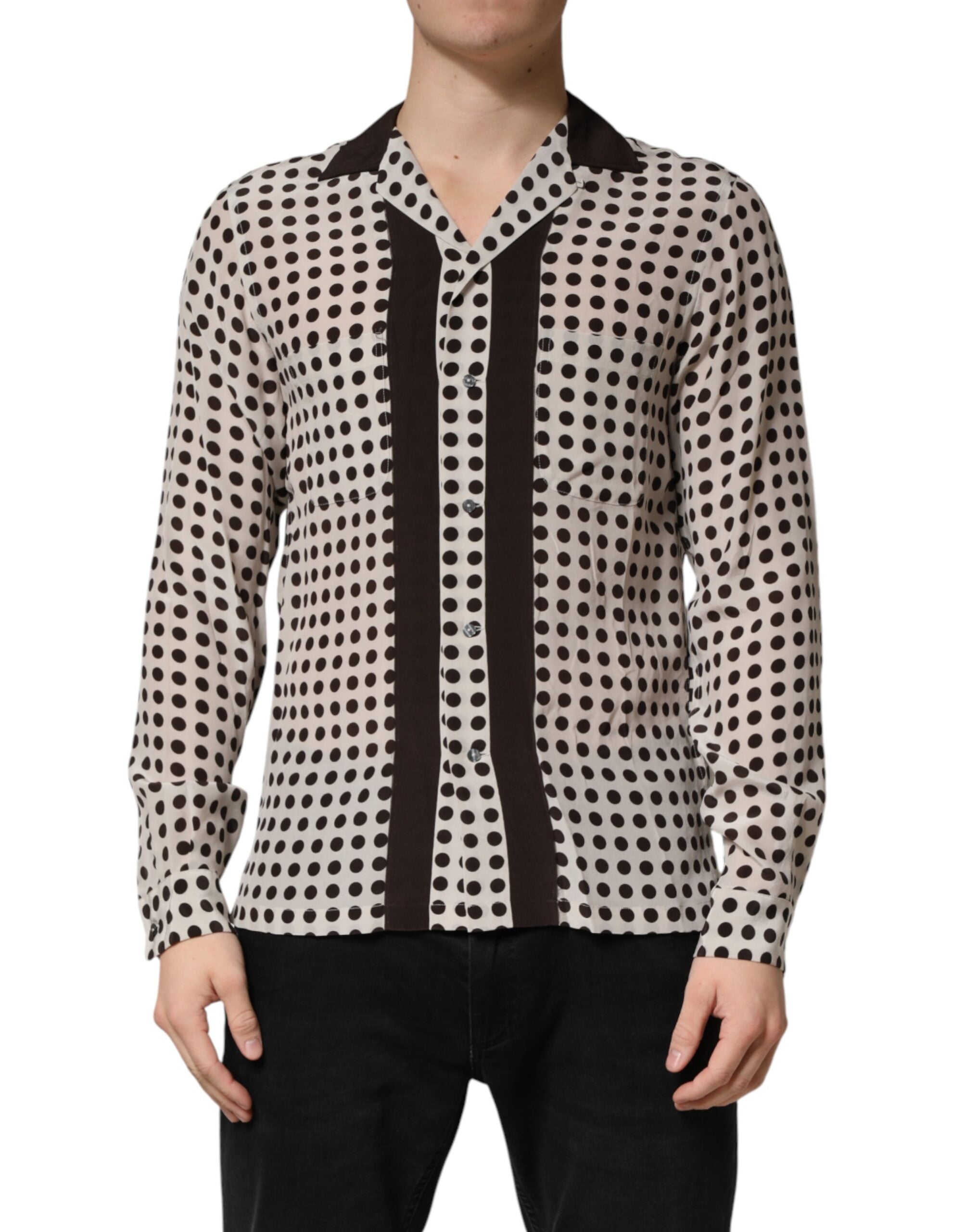 Polka Dot Silk Shirt — White