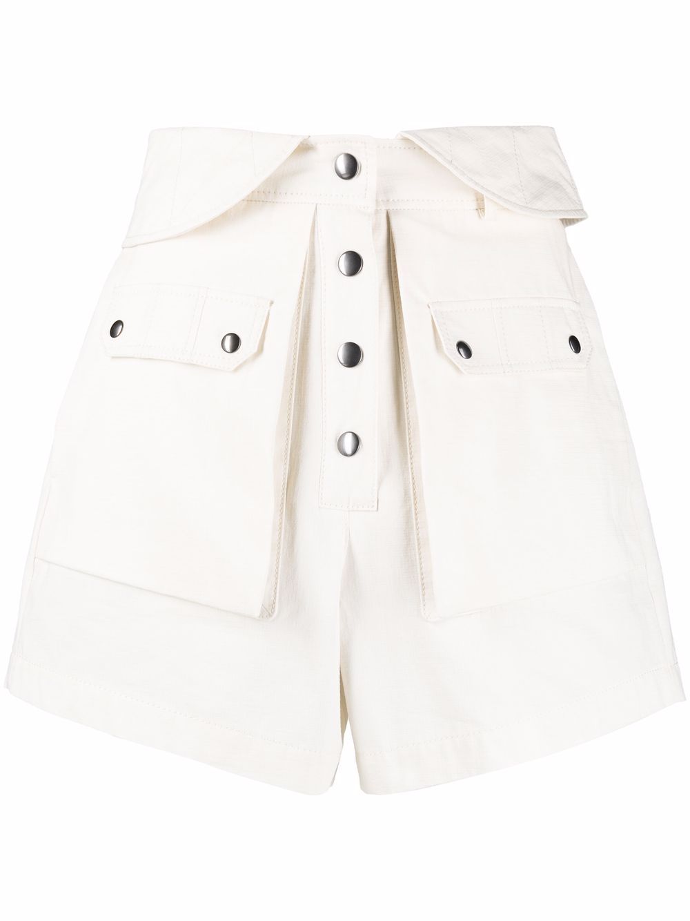 High-waisted cotton shorts - White