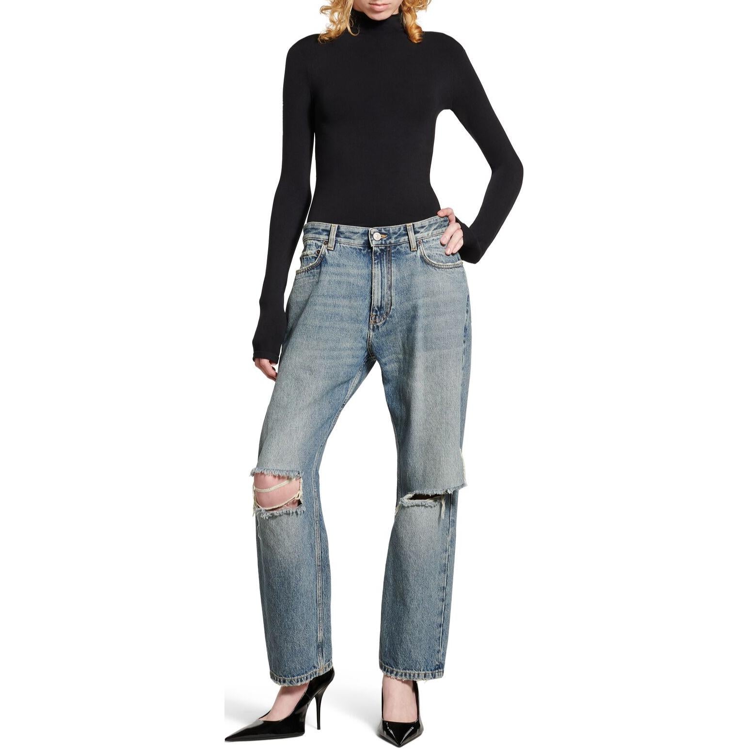 Distressed Straight-Leg Jeans 'Blue'