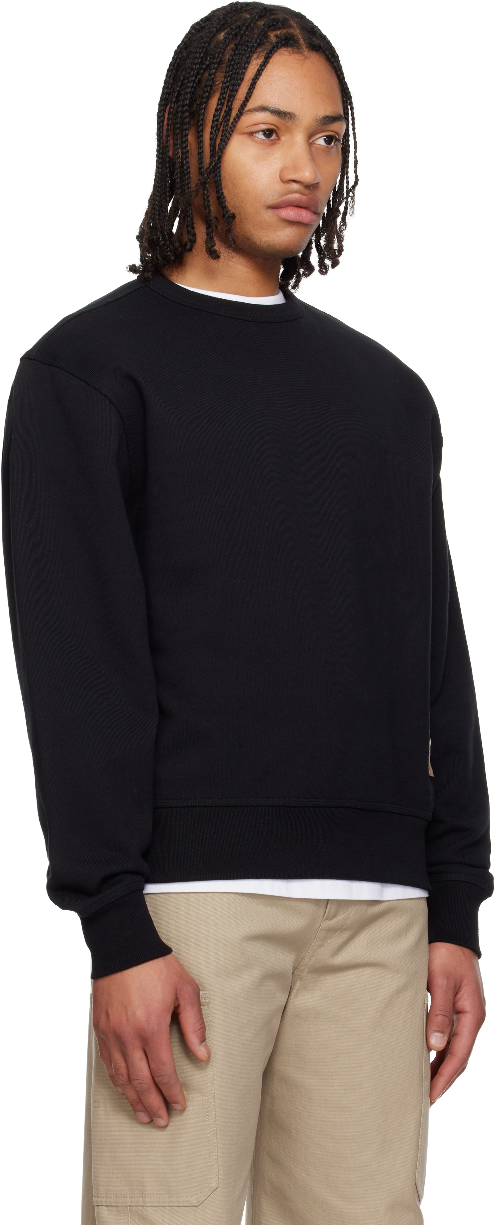 Black Check Label Cotton Hoodie