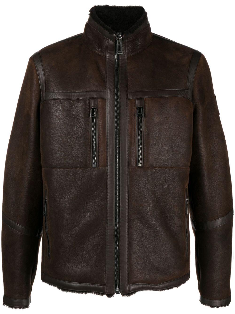 Tundra zip-up leather jacket - Brown