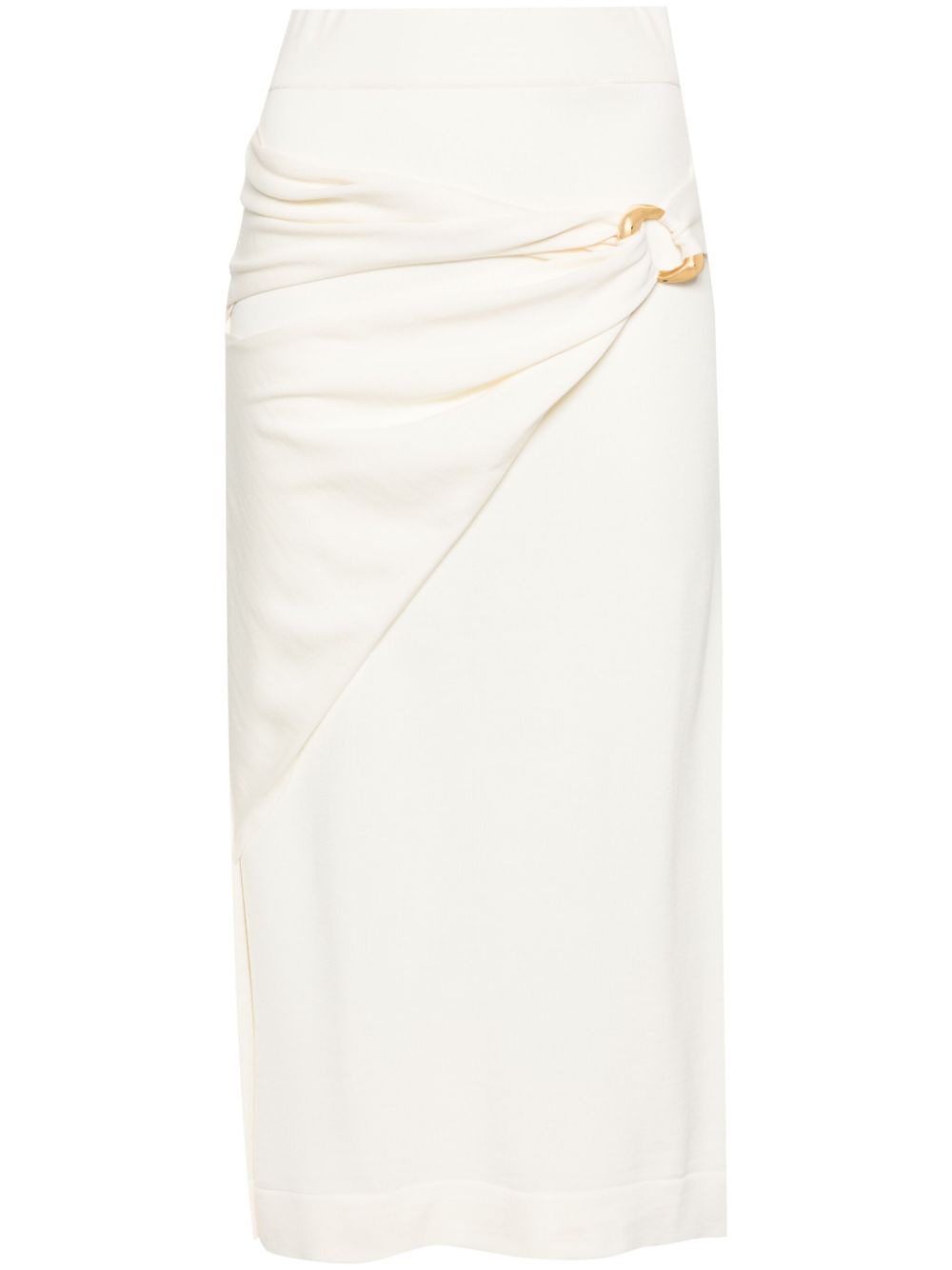 A-line fine-knit midi skirt - Neutrals