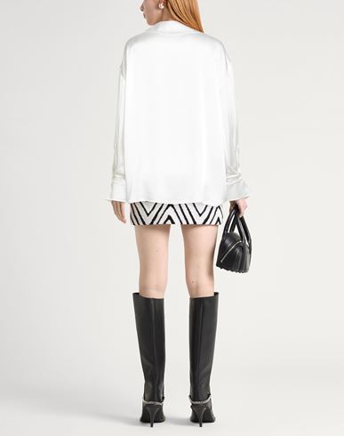 Woman Shirt White Size 8 Acetate, Silk