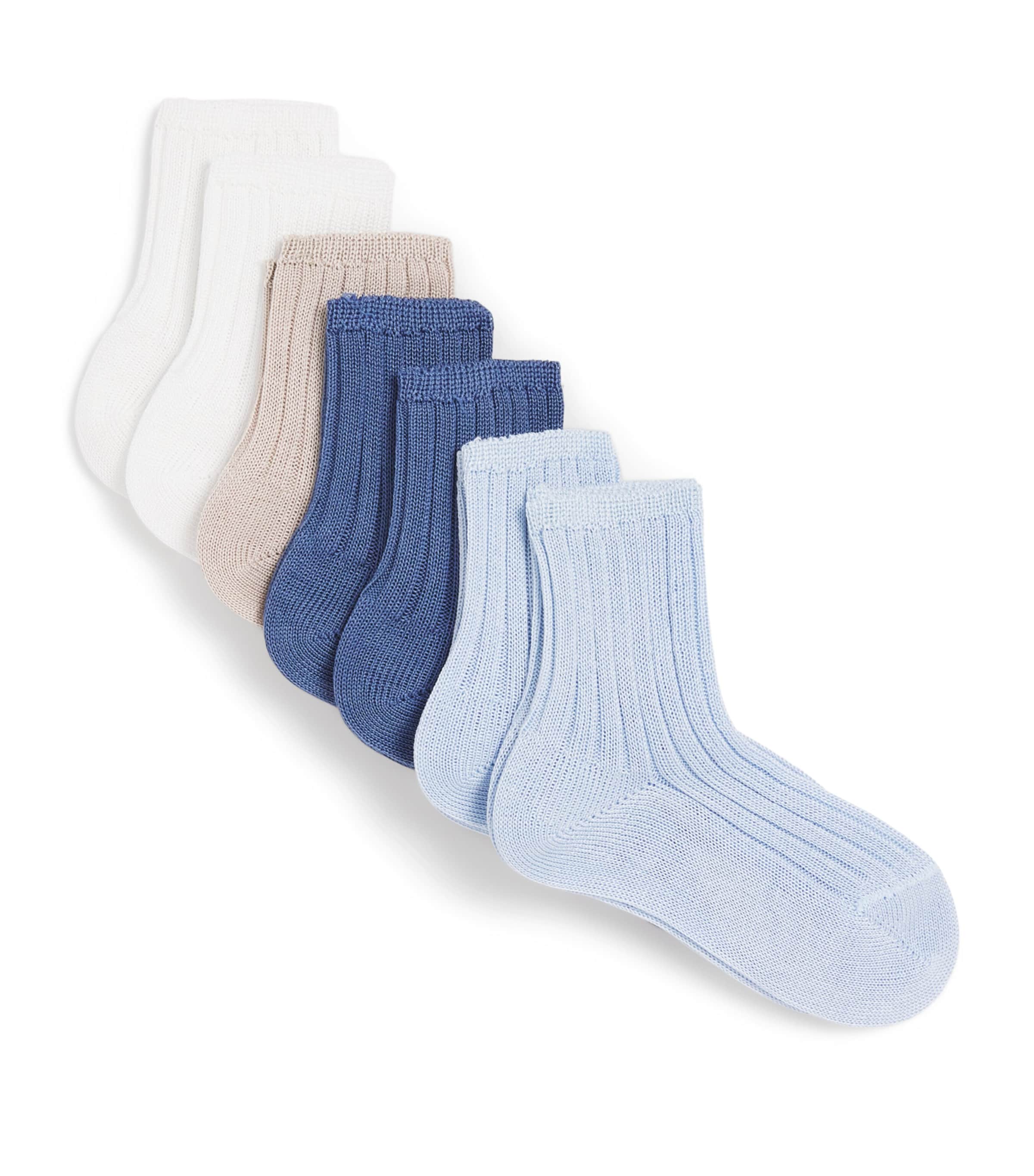 Set of 7 Cotton Ribbed Socks