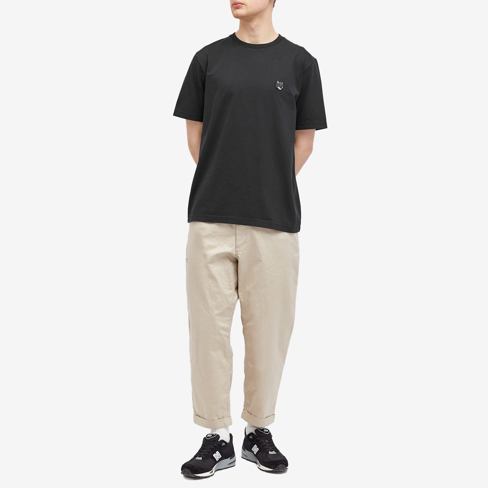 Men's Bold Fox Head Patch Comfort T-Shirt in Black, Size Medium 