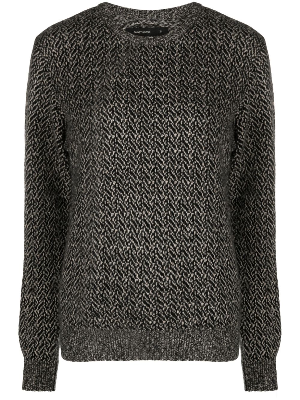 Chevron-pattern cashmere jumper - Black