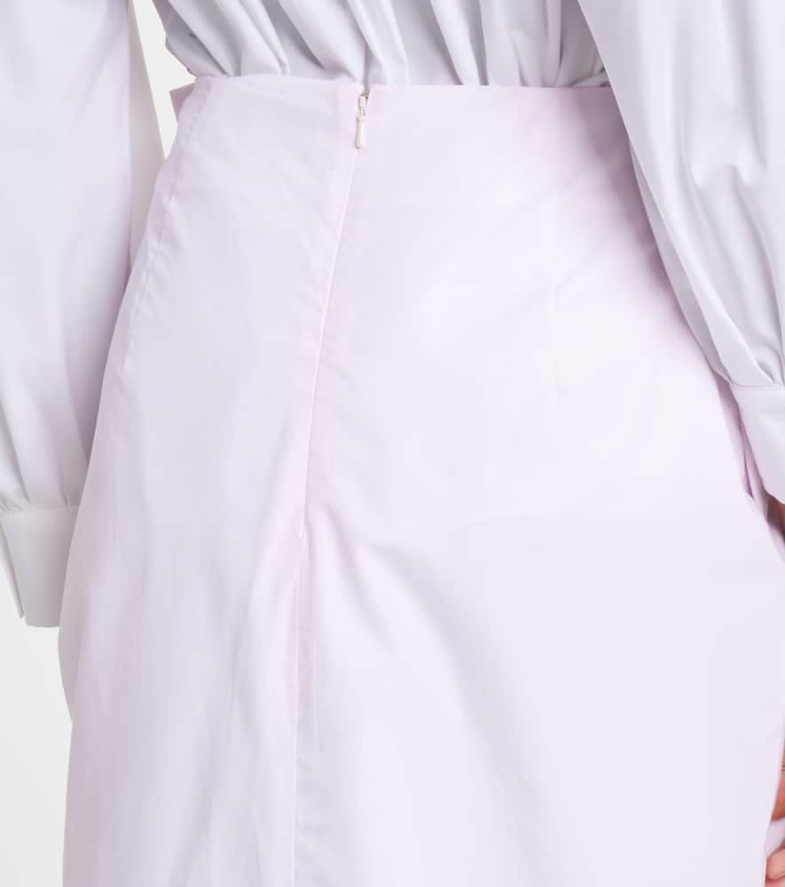 Pleated cotton pencil skirt