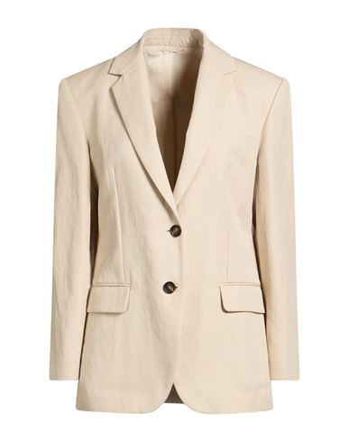 Woman Blazer Cream Size 6 Cotton, Linen