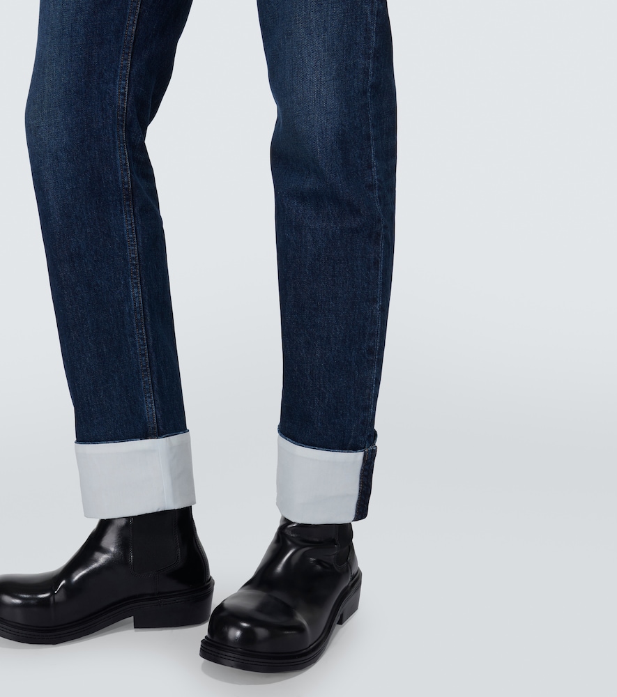 Fisherman straight turn-up jeans