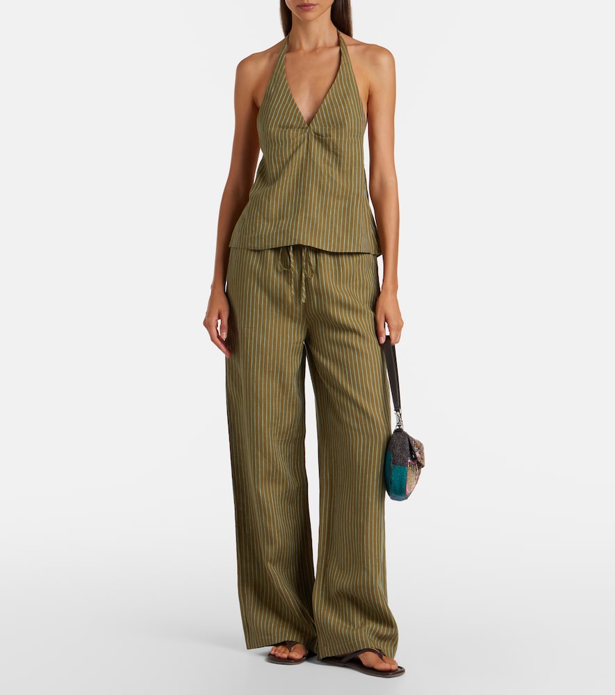 Corso striped halterneck linen top