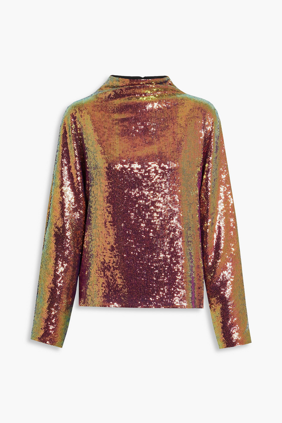 Iridescent sequined mesh top