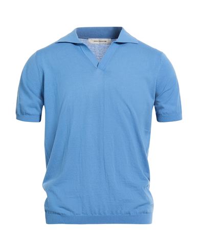 Man Sweater Azure Size 36 Cotton, Linen