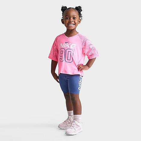 Girls Toddler Dri-FIT Easy Breezy Boxy Jersey and Bike Shorts Set in Mystic Navy