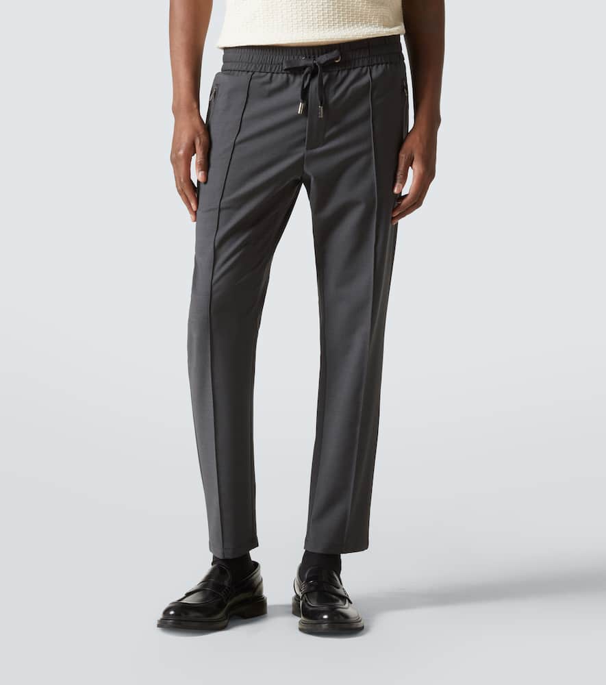 Wool-blend straight pants