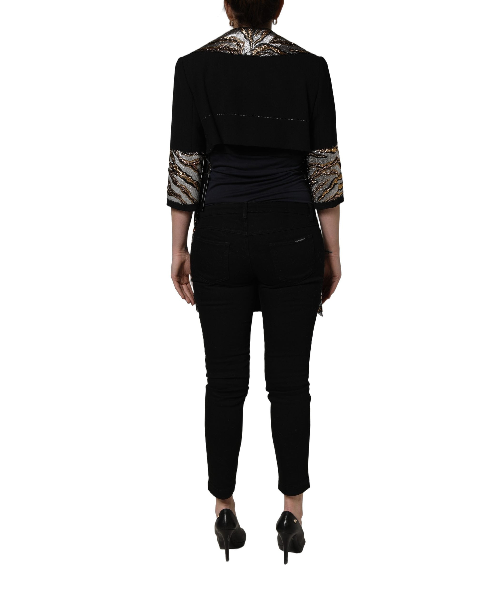 Brocade and Lamé Coat — Black