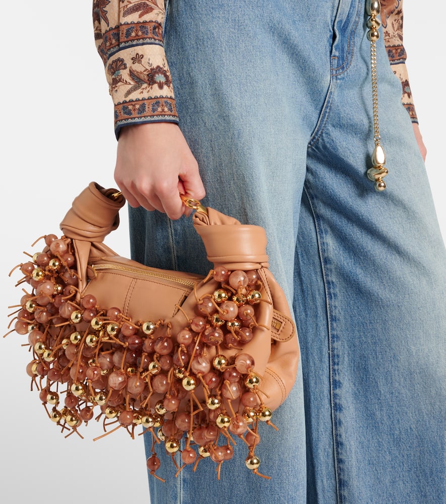 Foam beaded leather shoulder bag