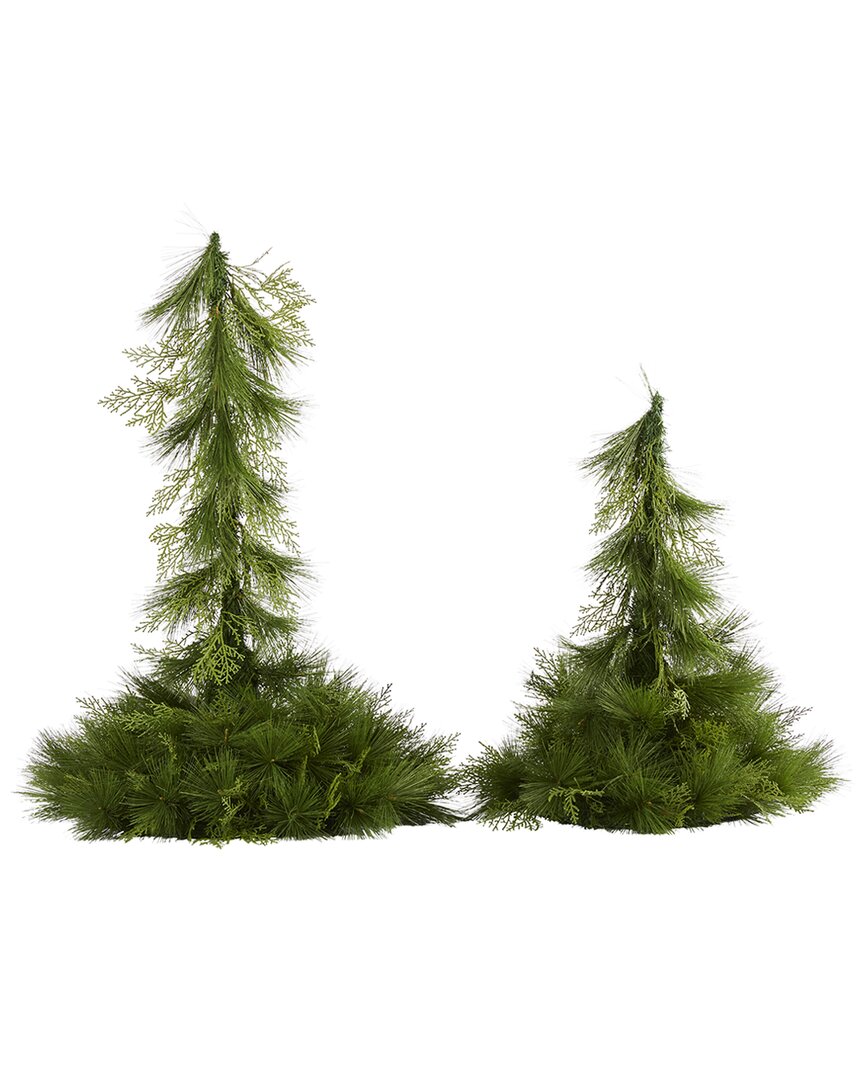 Set of 2 24In. & 36In. Table Top/Hanging Artificial Christmas  Decor