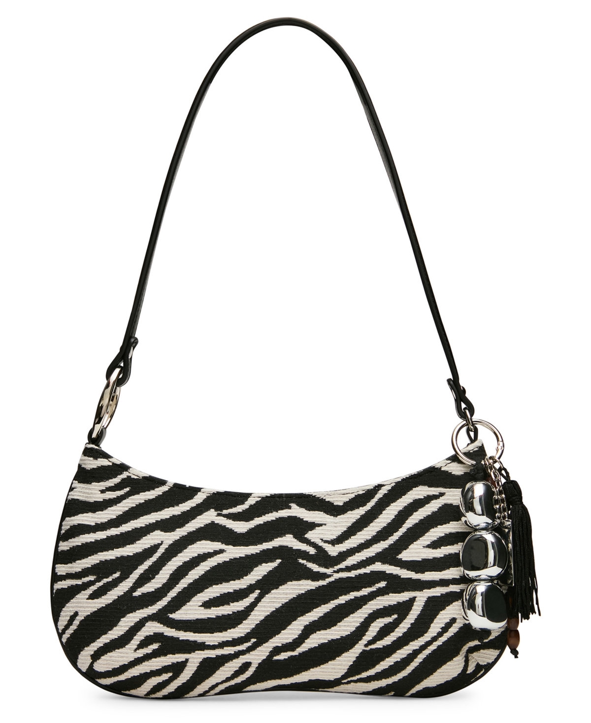 Bsabine Small Pebbled and Tassled Shoulder Handbag - Zebra