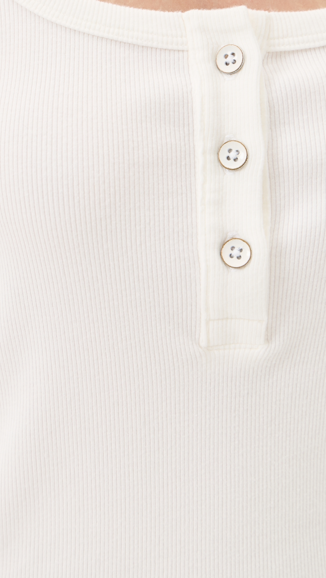 Scoop Neck Henley Tee 100 Ivory