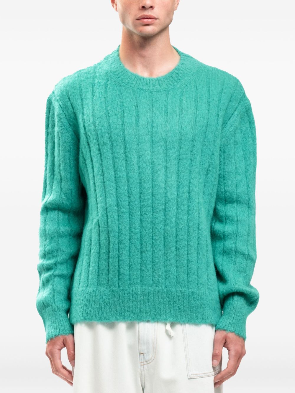 Ribbed fuzzy sweater - Green