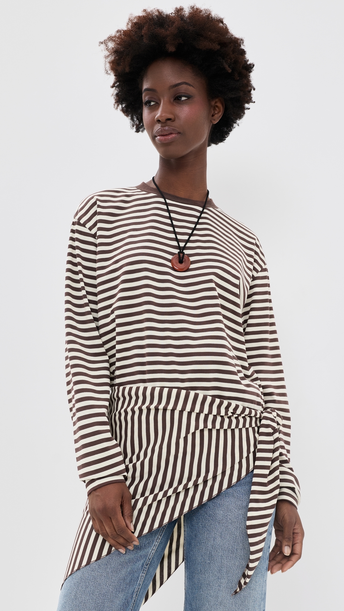 Olsen Long Sleeve Tee DARK CHOCOLATE STRIPE
