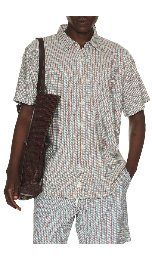 Marine Layer Classic Stretch Selvage Shirt in Green. - S also in M, L, XL/1X