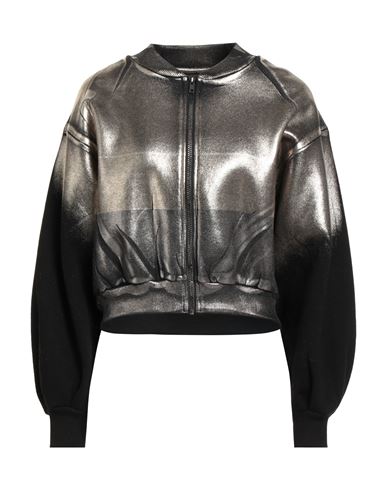 Woman Sweatshirt Platinum Size XS Cotton, Polyester