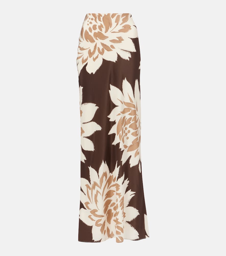 Floral silk satin maxi skirt