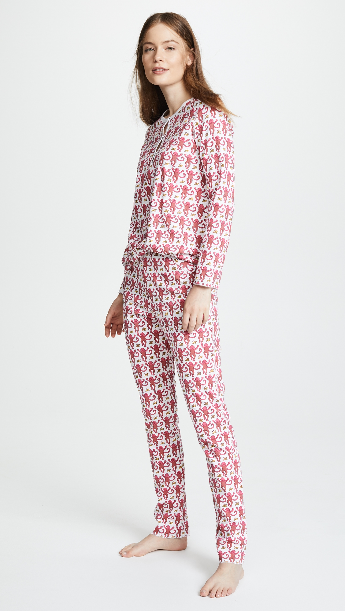 Roller Rabbit Monkey PJ Set Pink