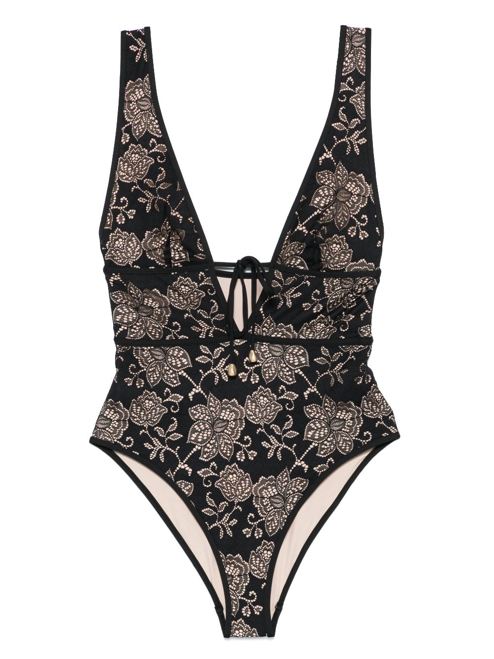 Tallow Lace Plunge swimsuit - Black