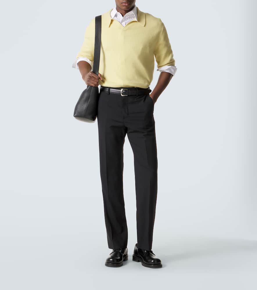 Virgin wool gabardine straight pants