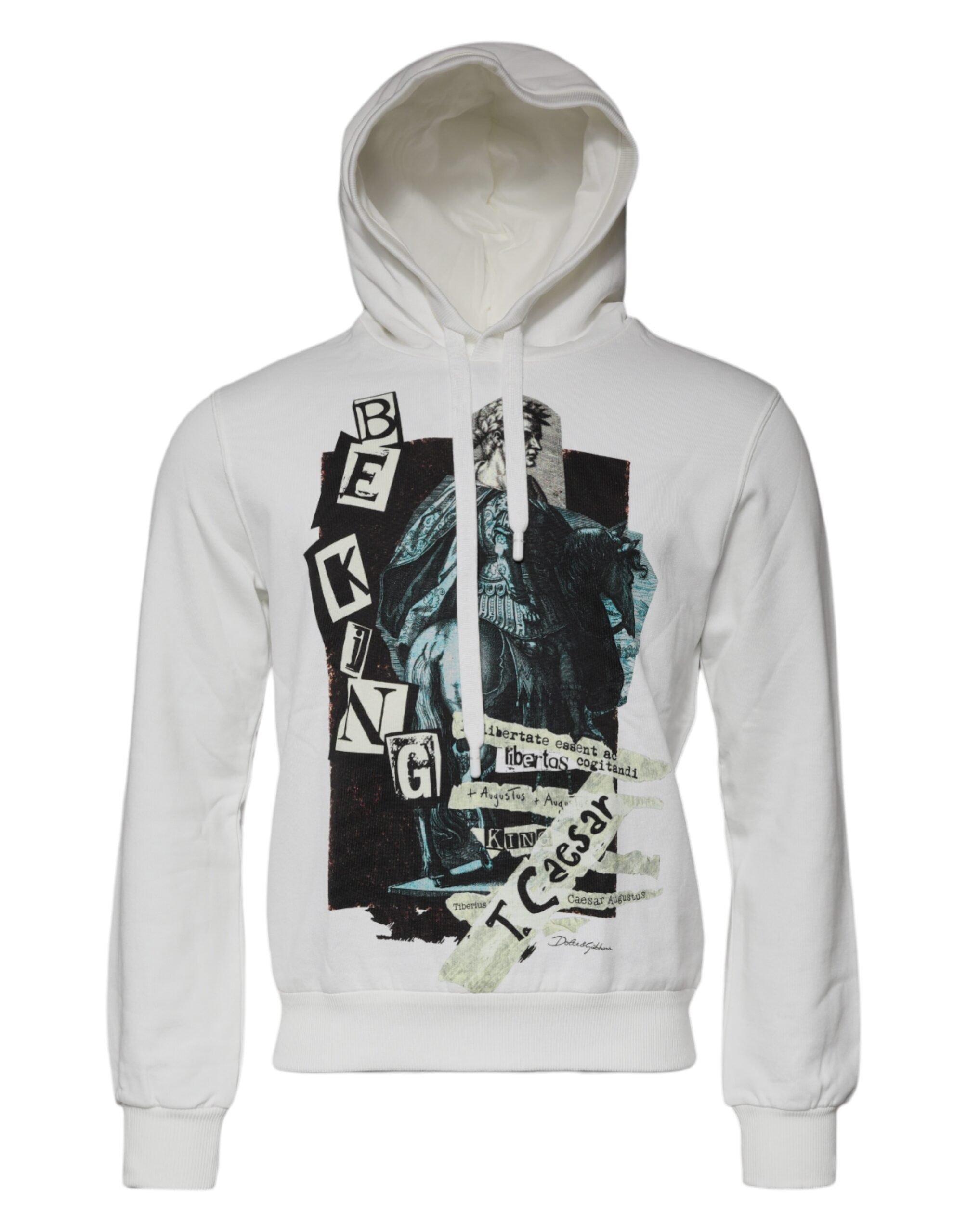 Graphic Print Cotton Hoodie — White