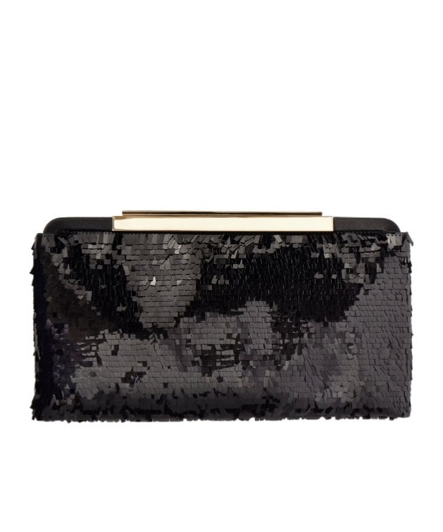 Sequined Satin Clutch