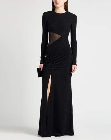 Woman Maxi dress Black Size 6 Polyester, Metallic Polyester, Elastane