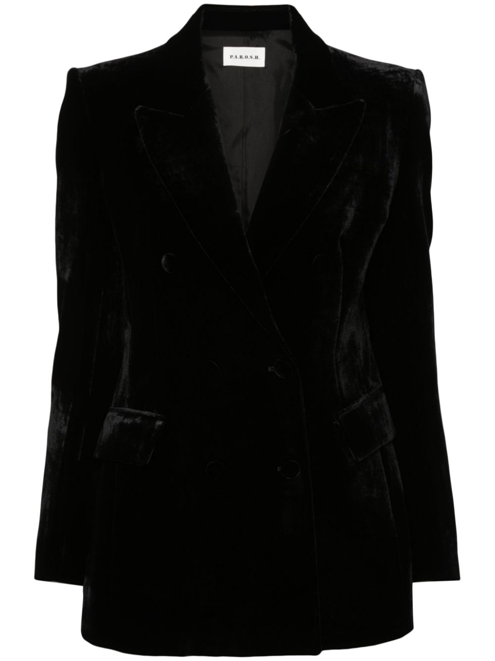 Velvet double-breasted blazer - Neutrals
