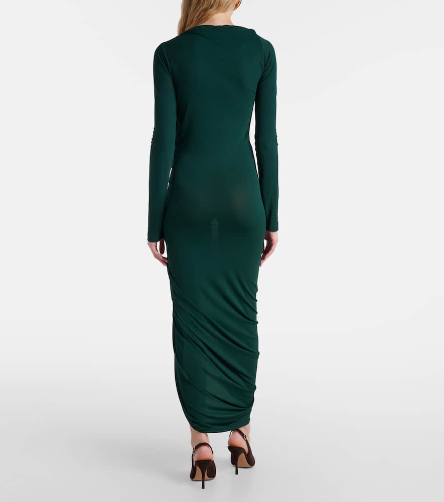 Gathered jersey midi dress