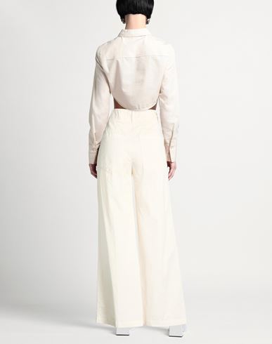 Woman Pants Off white Size 4 Cotton, Elastane