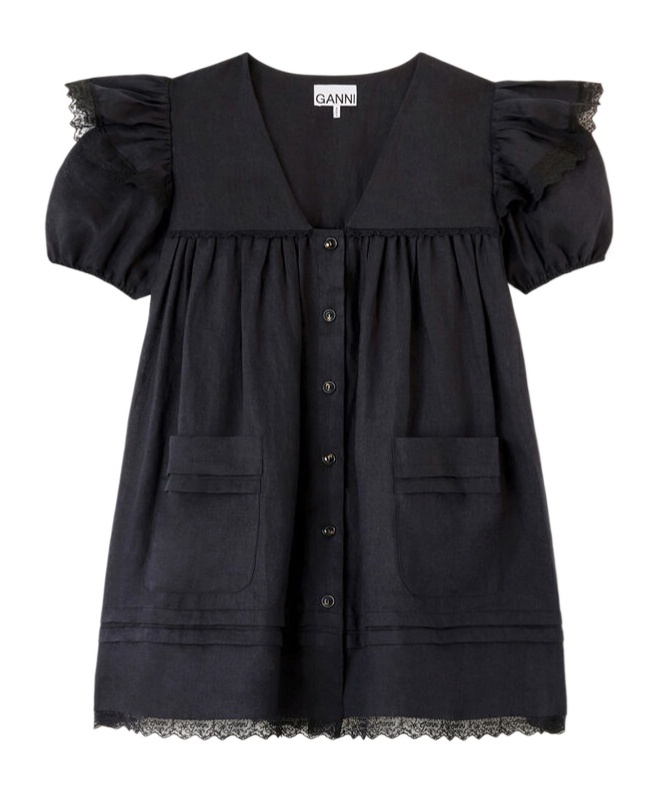 Mini Dress in Black Linen