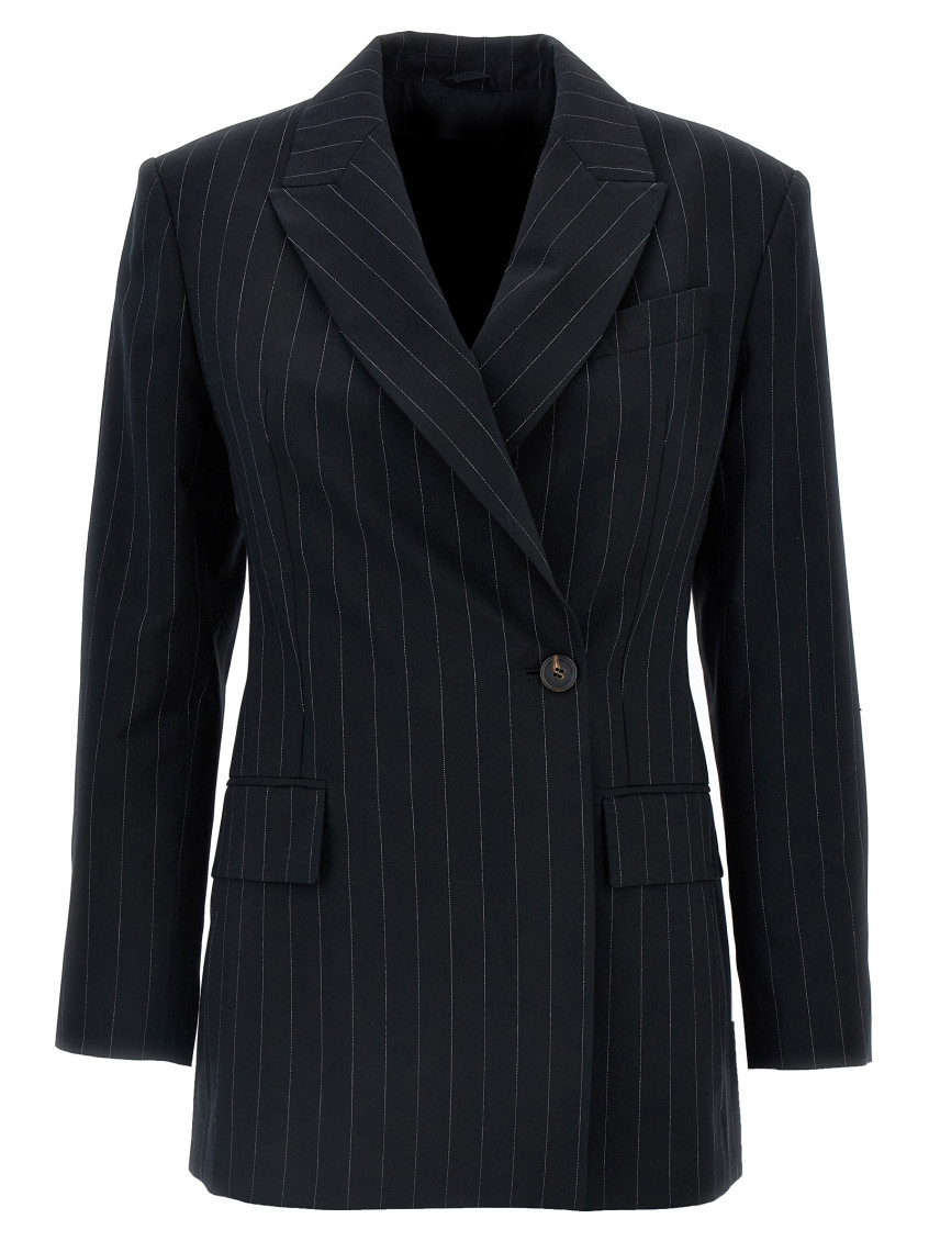 Pinstriped Double-Breasted Blazer Blazer And Suits