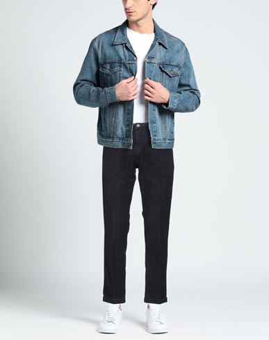 Man Pants Navy Size 38 Cotton, Elastane