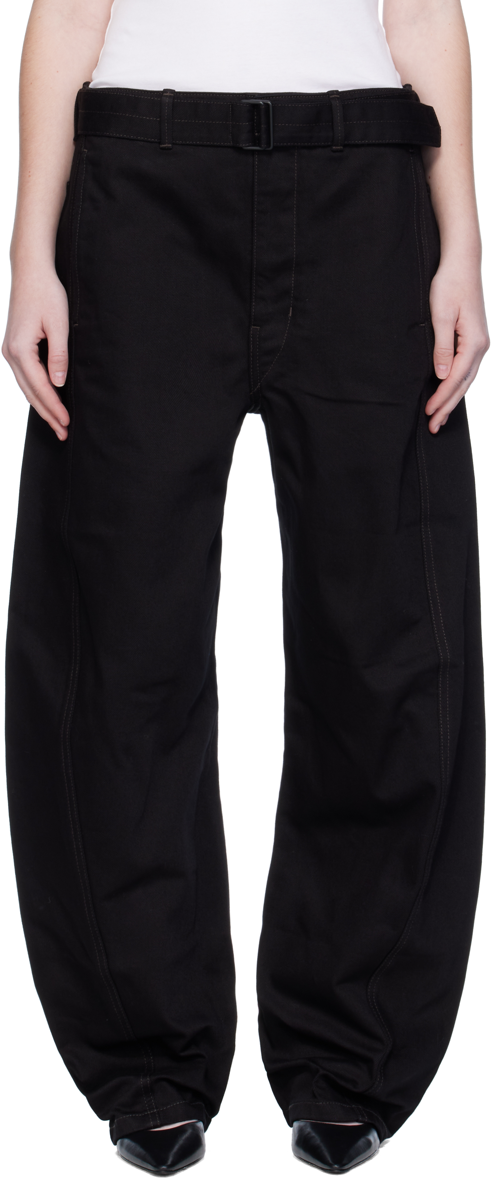 Black Twisted Belted Jeans